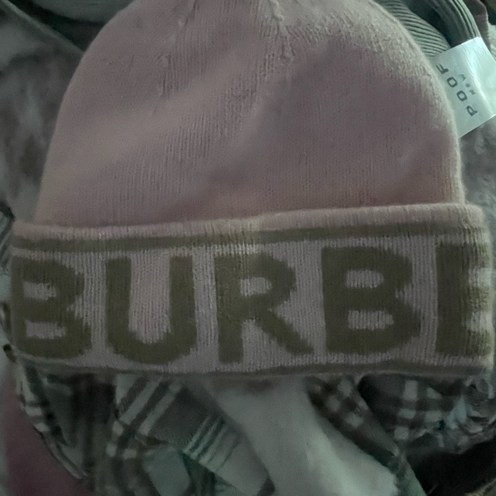 Pink Burberry beanie